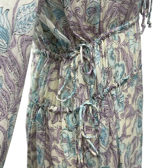 Maison Hotel Maxi Dress Size S Long Hawaiian Blue Purple Paradise Flora Boho NEW - Picture 6 of 12